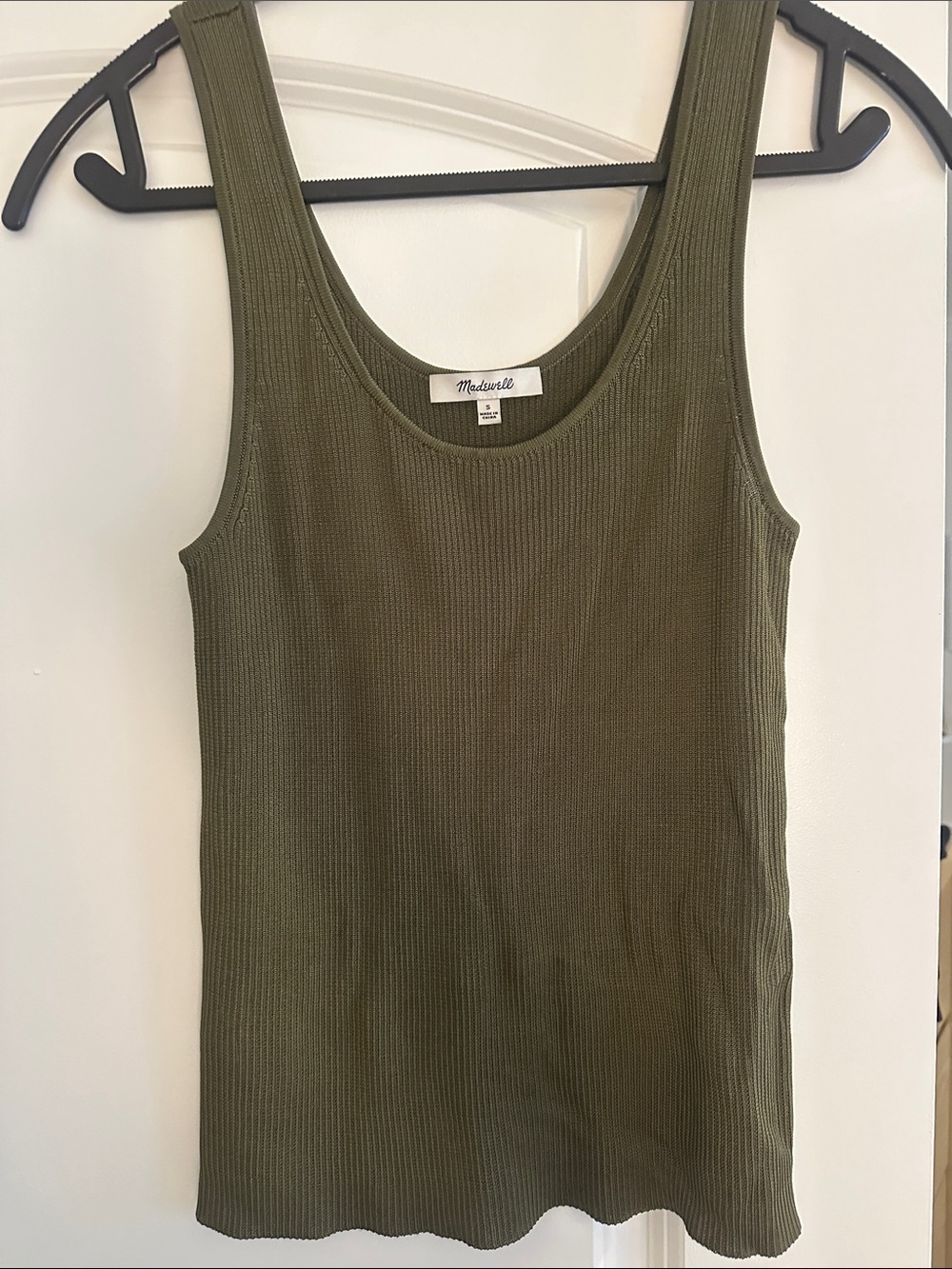 Madewell Olive Green Ribbed Scoop Neck Tank